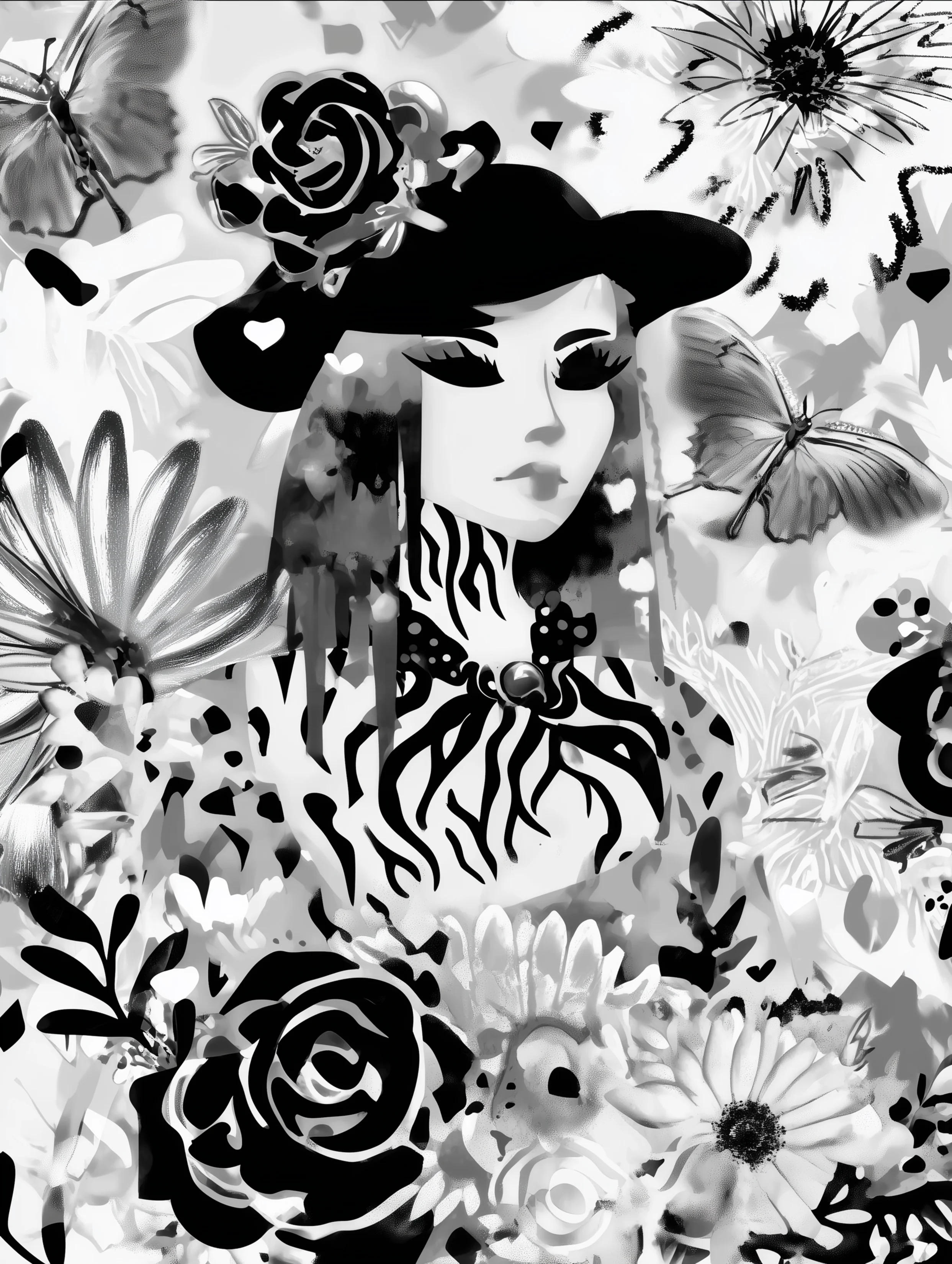 Free printable witch coloring page for adults featuring a witch head and neck view